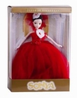 SONYA Золотая коллекция: Принцесса в красном платье с белым цветком (R9048)